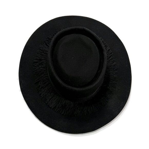 Brixton Phoenix Cowboy Hat Black Womens XS NWT Wide Brim Wool Felt Fringe main image 2
